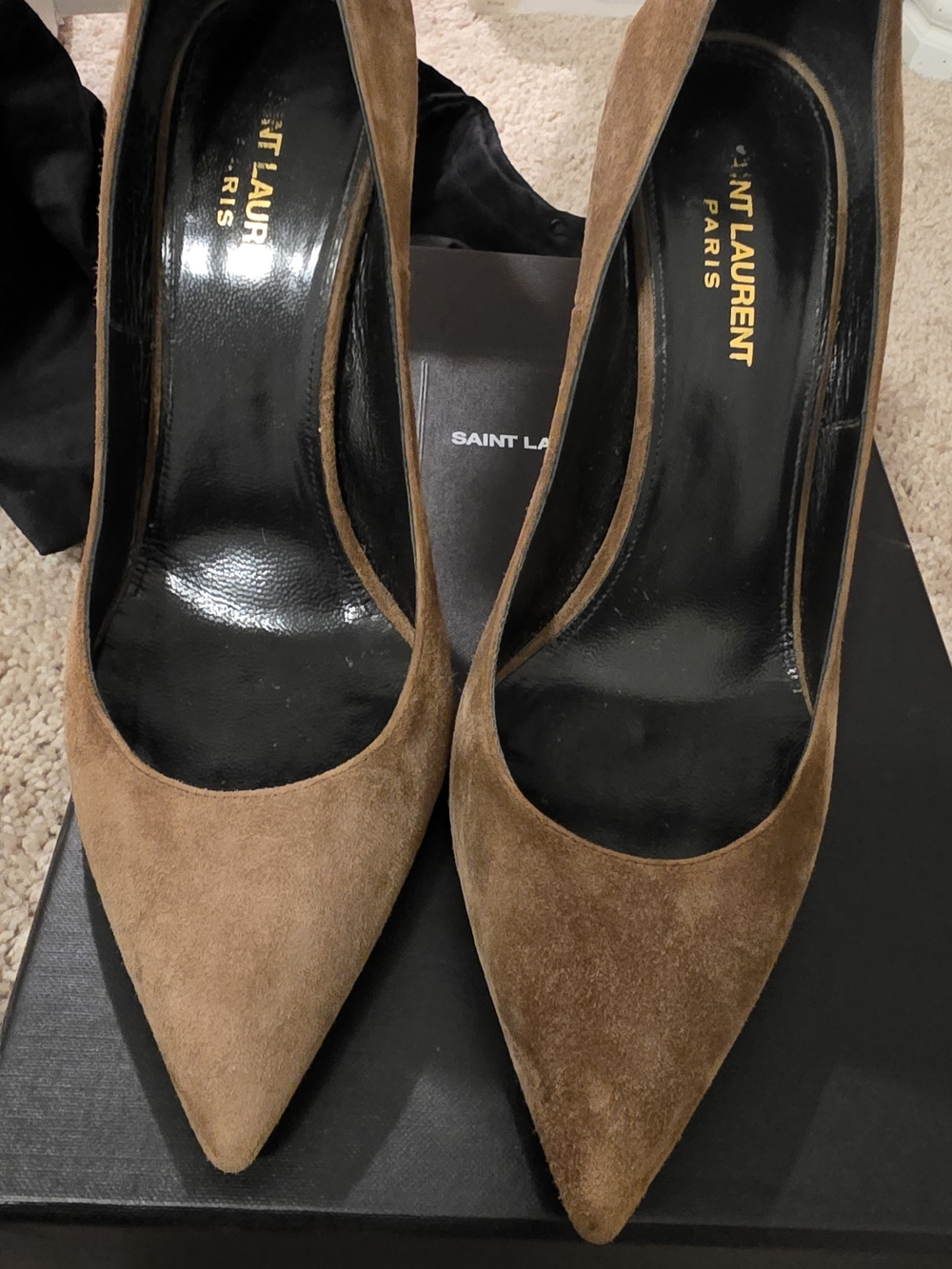 Saint Laurent Women’s Brown Suede Pointed-Toe Pumps